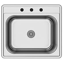 Profile Stainless Steel Top Mount 18G Single Bowl Kitchen Sink, 25" x 22" x 8" (40/Box)