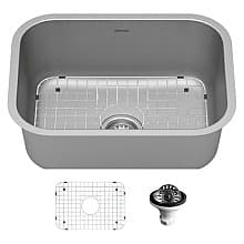 Profile Stainless Steel Undermount 18G Single Bowl Kitchen Sink Kit, 23" x 17-3/4" x 8-3/4