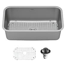 Profile Stainless Steel Undermount 16G Large Single Bowl Kitchen Sink Kit, 30" x 18" x 9