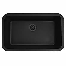 Q-340 Quartz Under Mount Extra Large Single Bowl Kitchen Sink, 30-7/8" x 18-7/8" x 9", Black