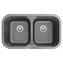 Q-350 Quartz Undermount Double Bowl Kitchen Sink, 32-3/8" x 19" x 8-1/2