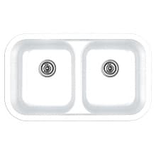 Q-350 Quartz Under Mount Double Equal Bowl Kitchen Sink, 32-3/8" x 19" x 8-1/2