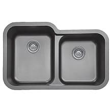 Q-360R Quartz Undermount Large/Small Bowl Kitchen Sink, 32-1/2" x 21" x 8-1/2