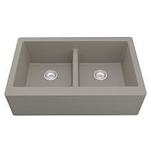 QA-750 Quartz Under Mount Double Bowl with Apron Kitchen Sink, 34" x 21-1/4" x 9