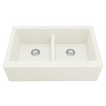 QA-750 Quartz Under Mount Double Bowl with Apron Kitchen Sink, 34" x 21-1/4" x 9
