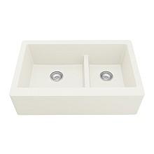 QA-760 Quartz Undermount Large/Small Bowl Kitchen Sink, 34" x 21-1/4" x 9