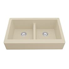 QAR-750 Quartz Undermount Double Equal Bowl Kitchen Sink, 34" x 21-1/4" x 9
