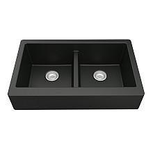 QAR-750 Quartz Undermount Double Equal Bowl Kitchen Sink, 34" x 21-1/4" x 9