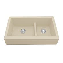 QAR-760 Quartz Undermount Large/Small Bowl Kitchen Sink, 34" x 21-1/4" x 9