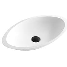 Quattro Acrylic Vessel Mount Single Bowl Oval Bathroom Sink, 23" x 13-1/4" x 4", Matte White