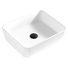 Quattro Acrylic Vessel Mount Single Bowl Rectangular Bathroom Sink, 18" x 14-1/2" x 5", Matte White