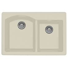 QT-610 Quartz Top Mount Large/Small Bowl Kitchen Sink, 33" x 22" x 9