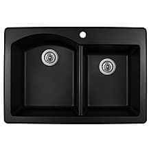 QT-610 Quartz Top Mount Large/Small Bowl Kitchen Sink, 33" x 22" x 9