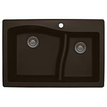 QT-630 Quartz Top Mount Large/Small Bowl Kitchen Sink, 32" x 21" x 10