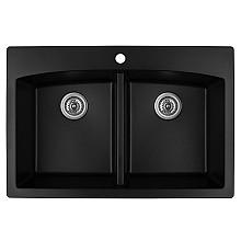 QT-710 Quartz Top Mount Double Equal Bowl Kitchen Sink, 33" x 22" x 9