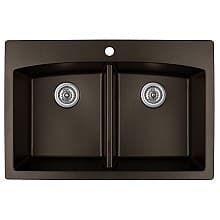 QT-710 Quartz Top Mount Double Equal Bowl Kitchen Sink, 33" x 22" x 9