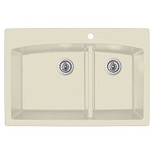 QT-711 Quartz Top Mount Large/Small Bowl Kitchen Sink, 33" x 22" x 9