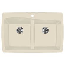 QT-720 Quartz Top Mount Double Equal Bowl Kitchen Sink, 34" x 22" x 9
