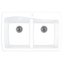 QT-720 Quartz Top Mount Double Equal Bowl Kitchen Sink, 34" x 22" x 9