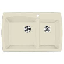 QT-721 Quartz Top Mount Large/Small Bowl Kitchen Sink, 34" x 22" x 9