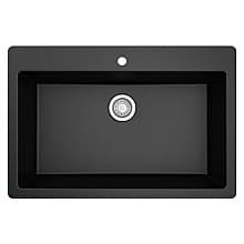 QT-812 Quartz Top Mount/Drop-In Large Single Bowl Kitchen Sink, 33" x 22" x 9"