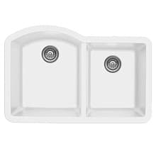 QU-610 Quartz Under Mount Large/Small Bowl Kitchen Sink, 32" x 21" x 9