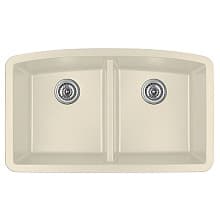 QU-710 Quartz Under Mount Double Equal Bowl Kitchen Sink, 32-1/2" x 19-1/2" x 9