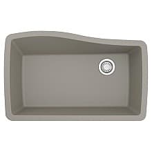 QU-722 Quartz Undermount Large Single Bowl Kitchen Sink, 33-1/2" x 21" x 9", Concrete