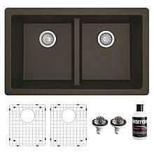 QU-810 Quartz Undermount Double Equal Bowl Kitchen Sink Kit, 32" x 19-1/2" x 9"