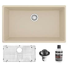 QU-812 Quartz Undermount Large Single Bowl Kitchen Sink Kit, 32-1/4" x 19-1/4" x 9"