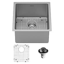 Select Stainless Steel Undermount 16G Single Bowl Kitchen Sink Kit, 16-1/2" x 18" x 9"