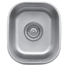 U-1113 Stainless Steel Under Mount 18G Single Bowl Bar/Prep Sink, 11-1/2" x 13-1/2" x 6-3/4