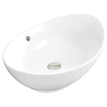 Valera Above-Counter Vitreous China Single Bowl Bathroom Vessel Sink with Overflow Drain, 22-7/8" x 14-7/8" x 4-1/2", White