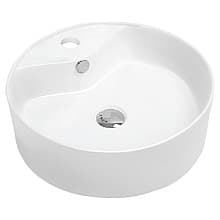 Valera Above-Counter Vitreous China Single Bowl Bathroom Vessel Sink with Overflow Drain, 18-1/8" x 18-1/8" x 4-1/4", White