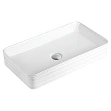 Valera Above-Counter Vitreous China Single Bowl Bathroom Vessel Sink, 26-3/8" x 14-7/8" x 3-1/2", White