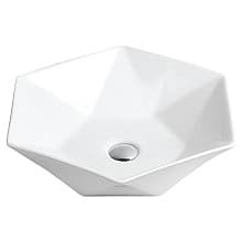 Valera Above-Counter Vitreous China Single Bowl Bathroom Vessel Sink, 18-3/4" x 16-3/8" x 4", White