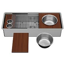 WS-90 Stainless Steel Undermount Large Single Bowl 16G Workstation Kitchen Sink Kit, 45" x 19" x 10"