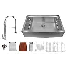 WS-45 Stainless Steel Undermount 16G Single Bowl Kitchen Sink with Faucet/Accessories, 33" x 20-5/8" x 10