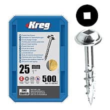 #8 x 1" Maxi-Loc Head Face Frame/Pocket-Hole Screw, Square Drive Coarse Thread and Type 17 Auger Point, Zinc, Box of 5 Hundred by Kreg