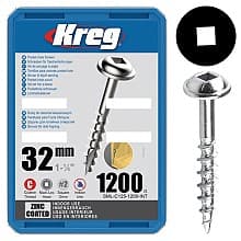 #8 x 1-1/4" Maxi-Loc Head Face Frame/Pocket-Hole Screw, Square Drive Coarse Thread and Type 17 Auger Point, Zinc, Box of 1.2 Thousand by Kreg