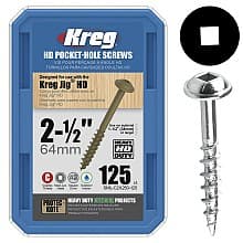 Kreg Modified Pan Head Face Frame/Pocket-Hole Screws, Square Drive Fine Thread and Type 17 Auger Point