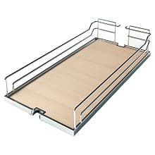 10" DISPENSA Base Cabinet Organizer Pull-Out with Soft-Close/Arena Plus Classic Shelves/Two Rails, Chrome/Maple, 24" - 32" Height