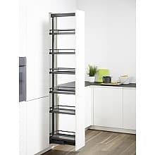 10" 4-Shelf DISPENSA Pantry Pull-Out Kit with Soft-Open/Soft-Close/Arena Plus Style Shelves, Anthracite, 47-1/4" - 62-7/8" Height