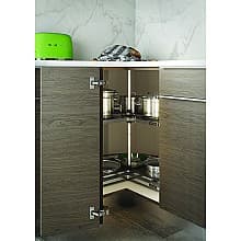 32" Revo Pie-Cut 2-Tray Super Susan Kit with Door Mounting/Arena Plus Style Shelves, Chrome/Anthracite