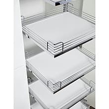 4-Shelf TANDEM SOLO Medium Pantry Pull-Out Kit with Soft-Open/Soft-Close/Arena Plus Classic Shelves, Chrome/White