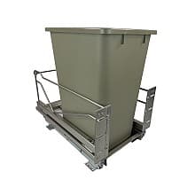 Single 36 QT Bottom-Mount Wastebin Pull-Out Kit with Soft-Open/Soft-Close, Champagne