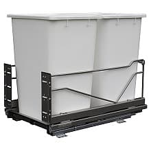 Double 28 QT Bottom-Mount Wastebin Pull-Out Kit with Soft-Open/Soft-Close, Anthracite/Gray