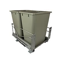 Double 52 QT Bottom-Mount Wastebin Pull-Out Kit with Soft-Open/Soft-Close, Champagne