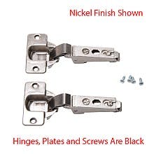 Overlay Door Hinge Kit for KV Pocket Door Slides for 3/4" Door Thickness, 3/4" Cup Diameter, Self-Closing, Black