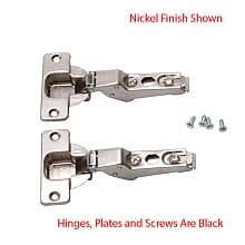 Inset Door Hinge Kit for KV Pocket Door Slides for 3/4" Door Thickness, 3/4" Cup Diameter, Self-Closing, Black